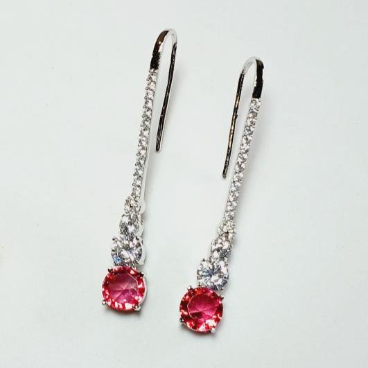 American Diamond Red Ella Drop Earrings