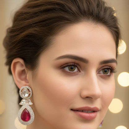 Red Gauri Kundan Drop