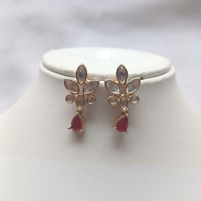 Red Gill Kundan Studs Gold