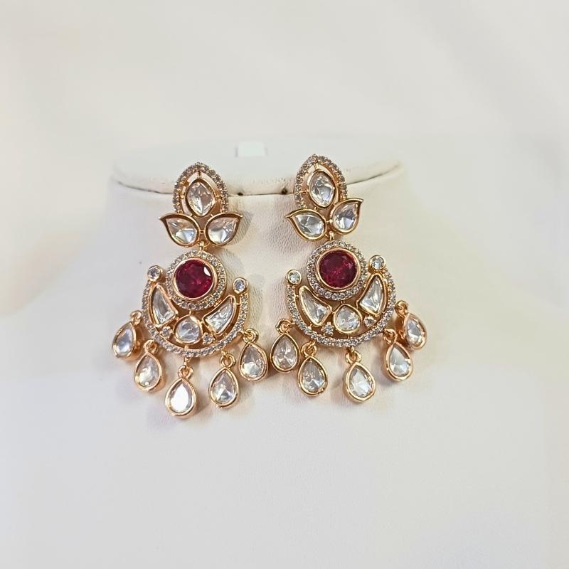 Red Harshi Kundan Chandbali