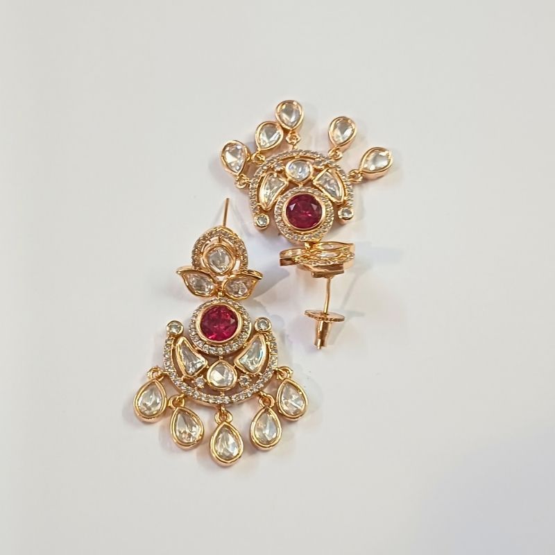 Red Harshi Kundan Chandbali