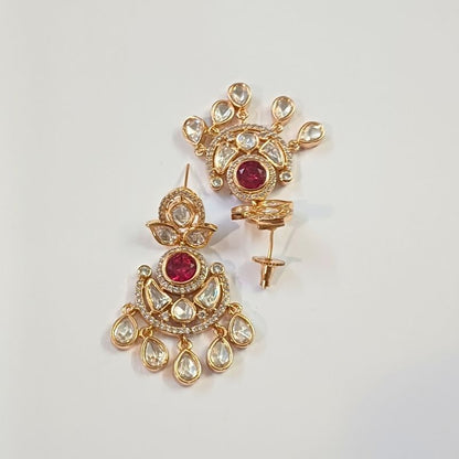 Red Harshi Kundan Chandbali