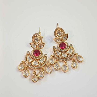 Red Harshi Kundan Chandbali