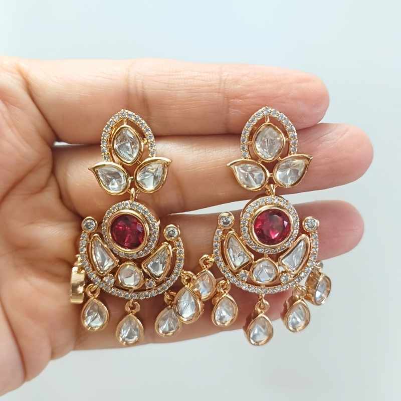 Red Harshi Kundan Chandbali