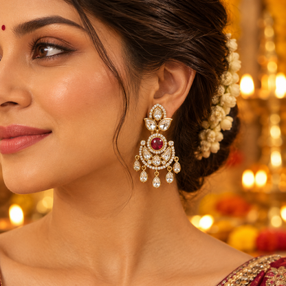 Red Harshi Kundan Chandbali