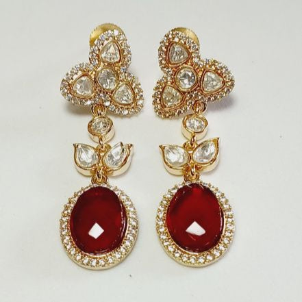 Red Kavya Kundan Dangler