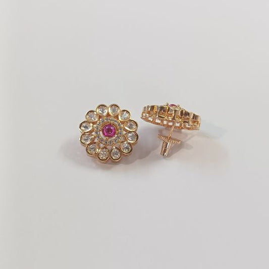 Red Miraal Kundan Studs