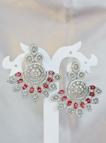 Red Niyati Dangler - Silver