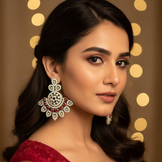 Red Niyati Dangler - Silver