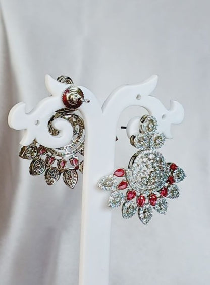 Red Niyati Dangler - Silver