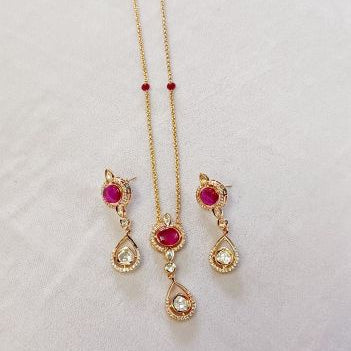 Kundan Red Prapti Pendant Set 
