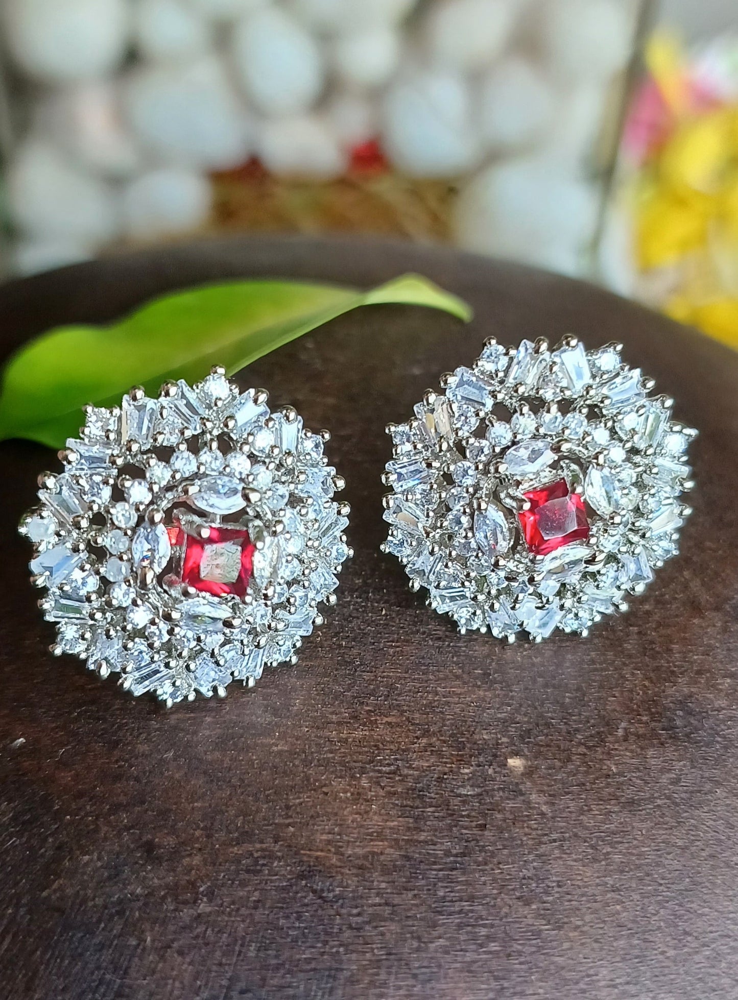 Red Rosa Studs