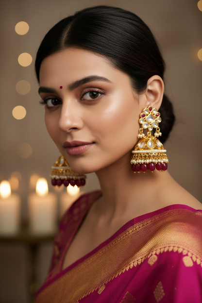 Red Saanvi Kundan Jhumki