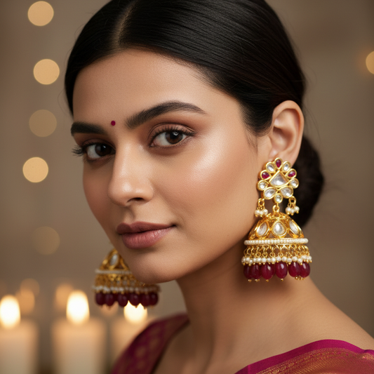 Red Saanvi Kundan Jhumki
