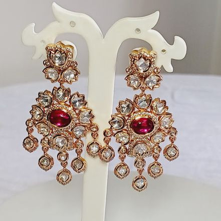 Red Swati Kundan Dangle Earrings