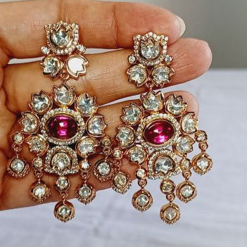 Red Swati Kundan Dangler