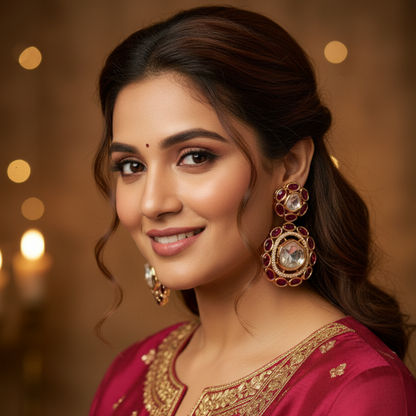 Red Varsha Kundan Drop