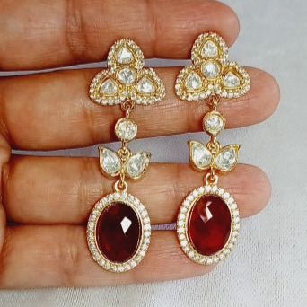 Red Kavya Kundan Dangler