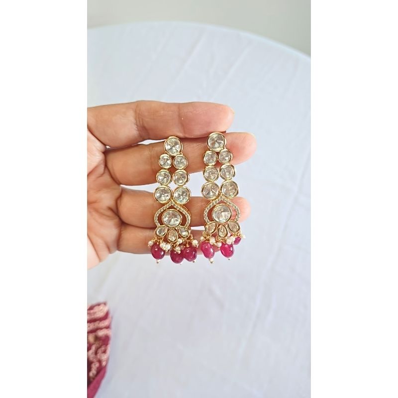 Red Latika Kundan Dangle