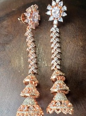 Rose Gold Aarti Long Jhumkis