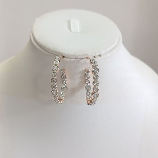 American Diamond Rosegold Edha Hoops Earrings