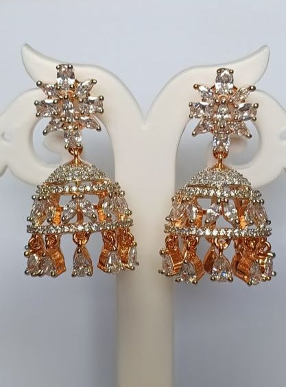 American Diamond Rose Gold Eva Jhumki Earrings