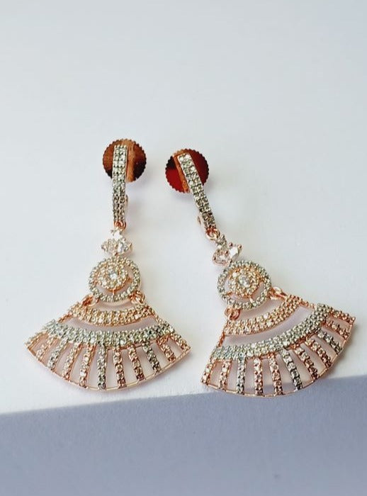 American Diamond Rose Gold Falak Dangle Earrings