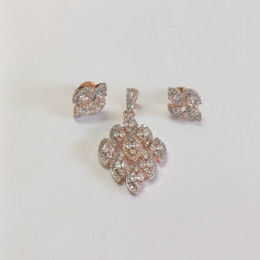 American Diamond Rosegold Bahi Pendant Set