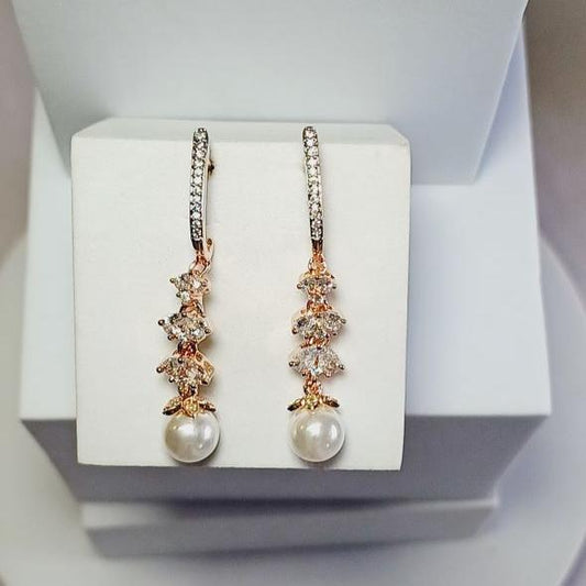 American Diamond Rosegold Tanvi Dangler Earrings