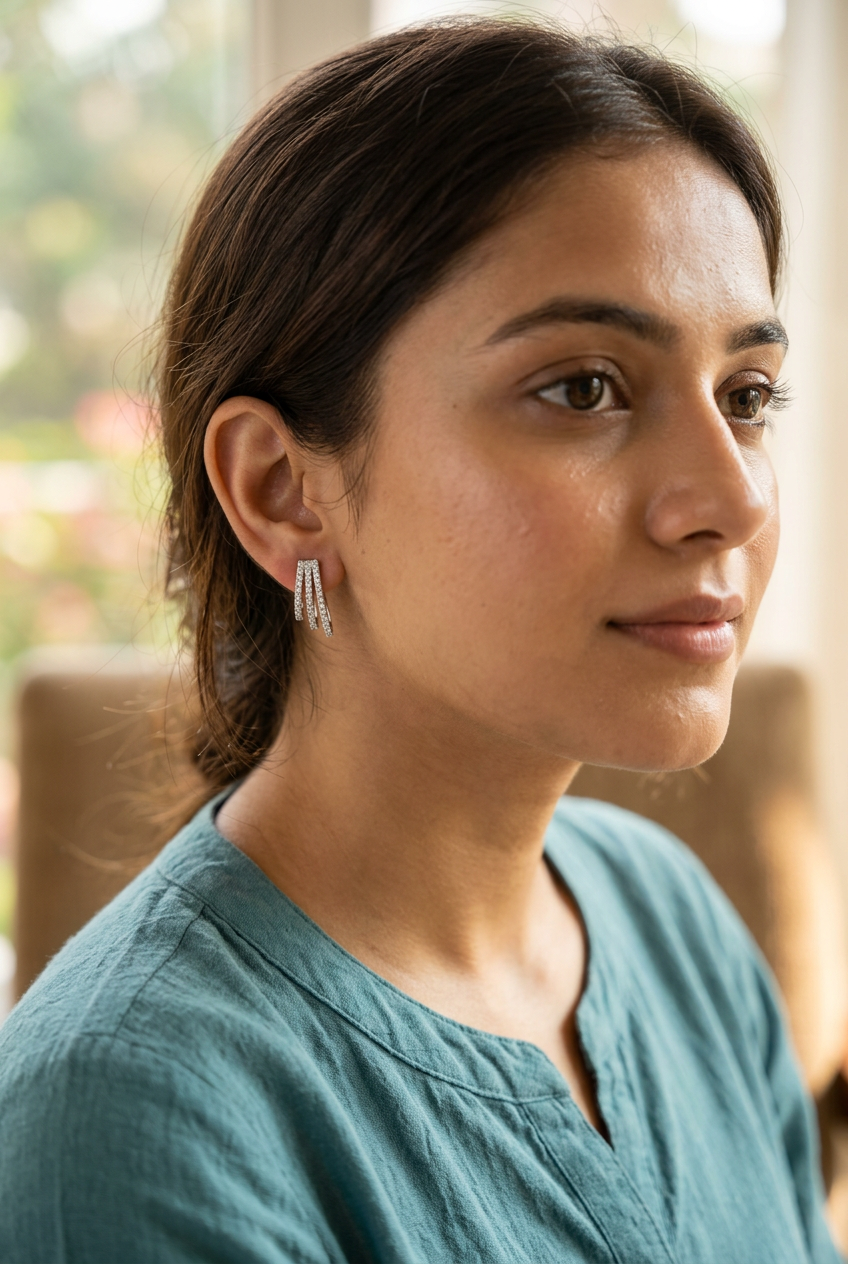 Silver Aabha Diamond Bali