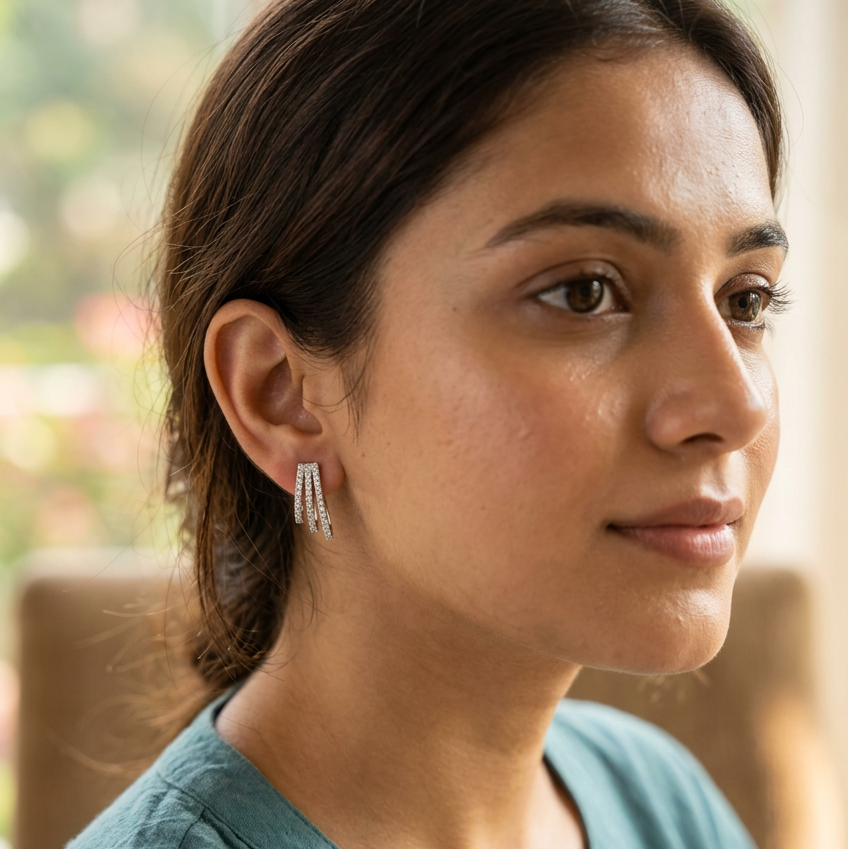 Silver Aabha Diamond Bali
