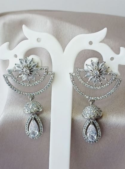 American Diamond Silver Aaira Drop Earrings