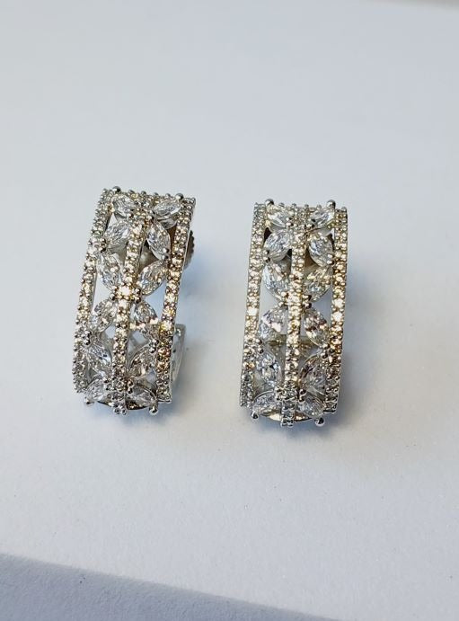 American Diamond Silver Adina Bali Earrings