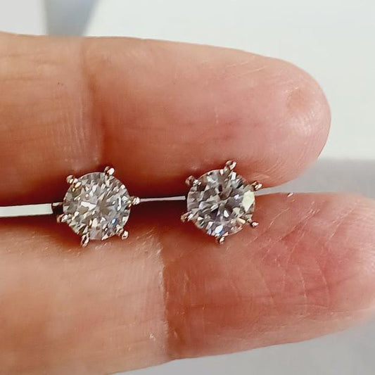 AD Silver Aleda Solitaire Studs Earrings