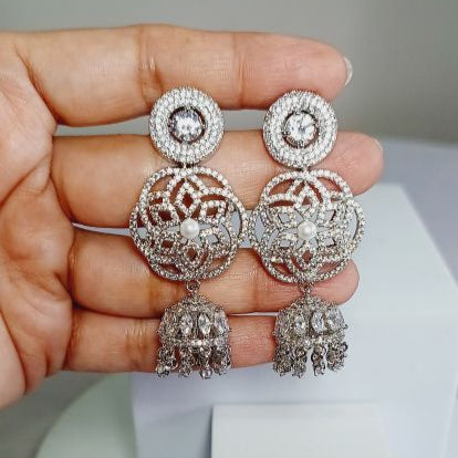 Silver Alonna Jhumkis