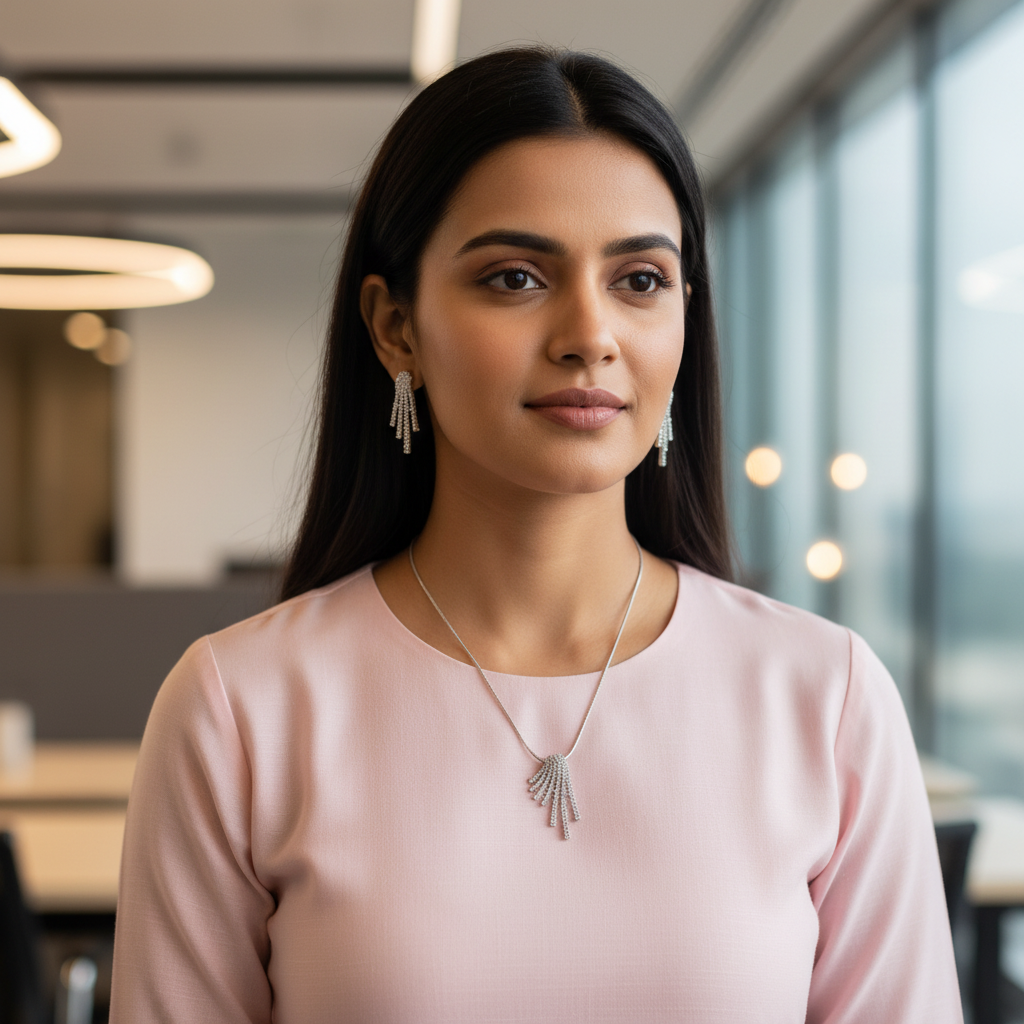 Silver Anai Diamond Pendant Set