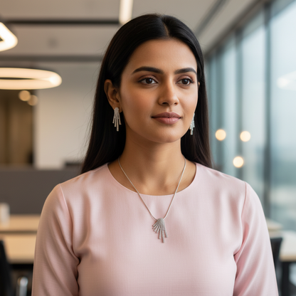 Silver Anai Diamond Pendant Set