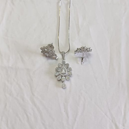 Silver Anyla Diamond Pendant Set