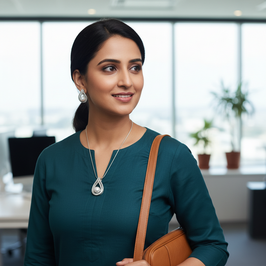 Silver Avneet Diamond Pendant Set