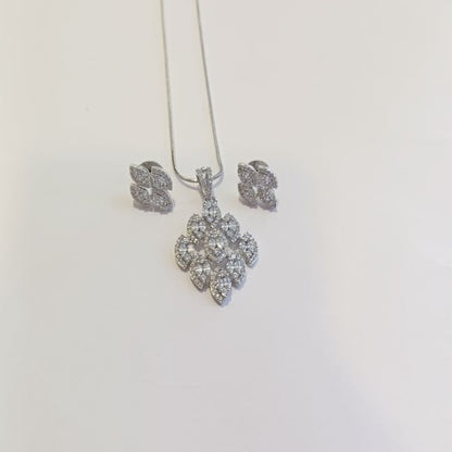 American Diamond Silver Bahi Pendant Set 