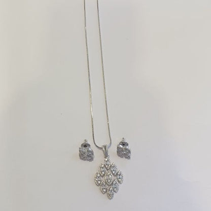 Silver Bahi Diamond Pendant Set