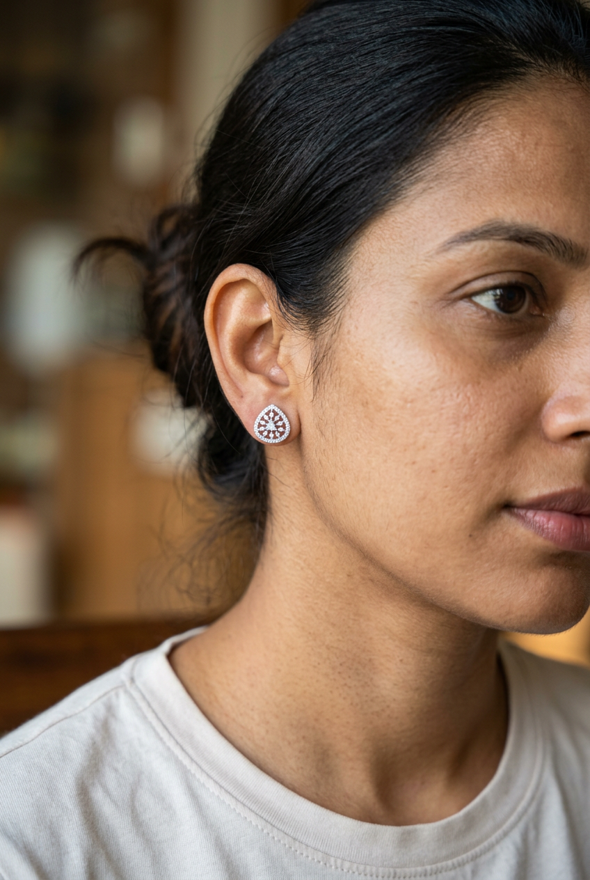 Silver Bhanu Diamond Studs