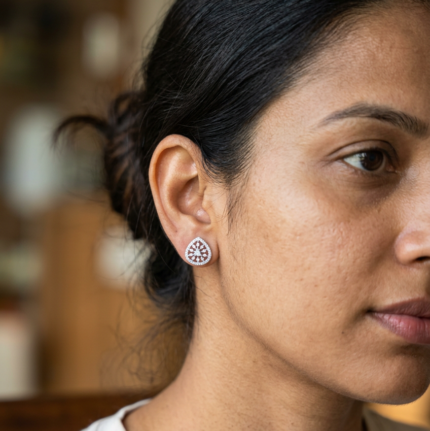 Silver Bhanu Diamond Studs