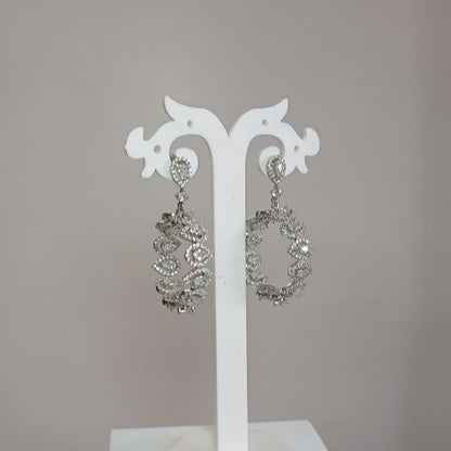American Diamond Silver Bindiya Hoop Earrings