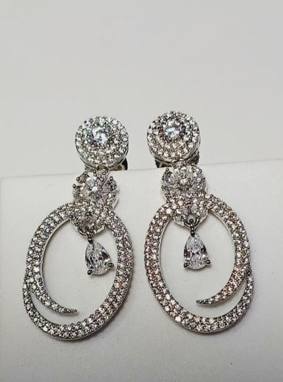 American Diamond Silver Dhuni Drop Earrings