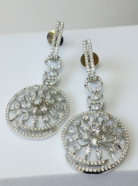 American Diamond Silver Dipti Dangle Earrings