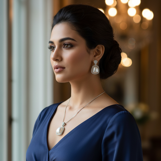 Silver Diva Diamond Pendant Set