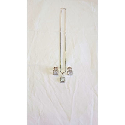 Silver Ekavali Diamond Pendant Set