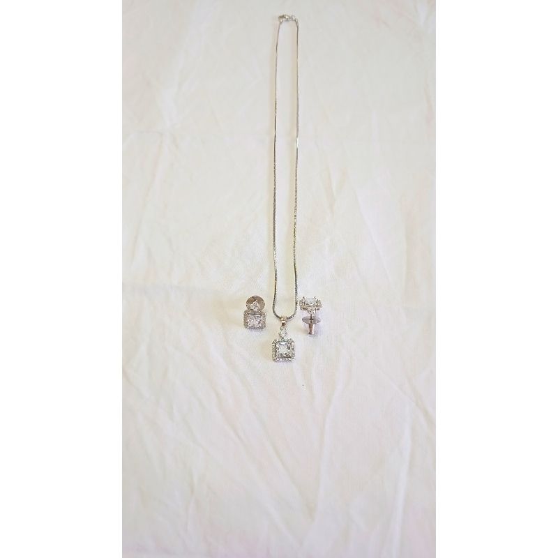 Silver Ekavali Diamond Pendant Set