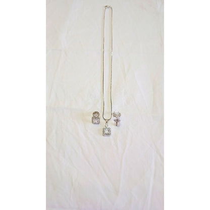 Silver Ekavali Diamond Pendant Set